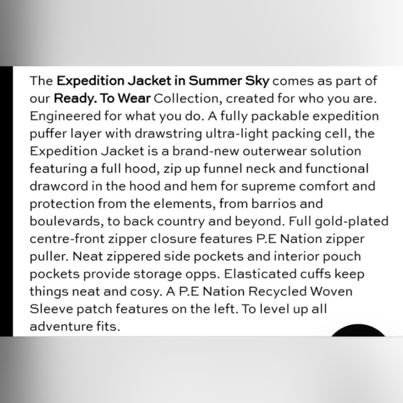 P.E Nation NWT expedition Jacket in summer sky size xs/tp. - Picture 14 of 14